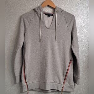 Tommy Hilfiger Grey Pullover Hoodie With Side Zippers   Size SP